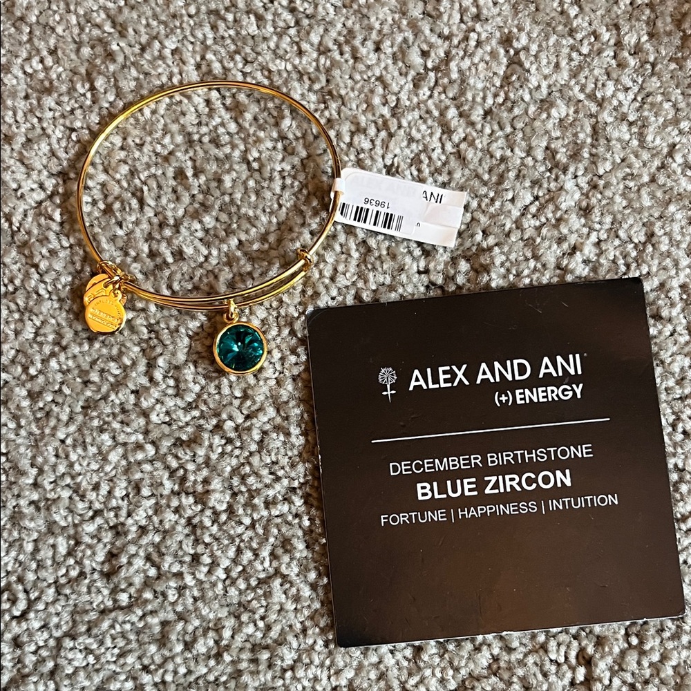 Alex and Ani Gold Bracelet with Teal Charm